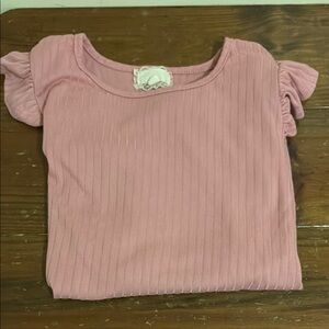 btween Pink Short Sleeve Ruffle Tee